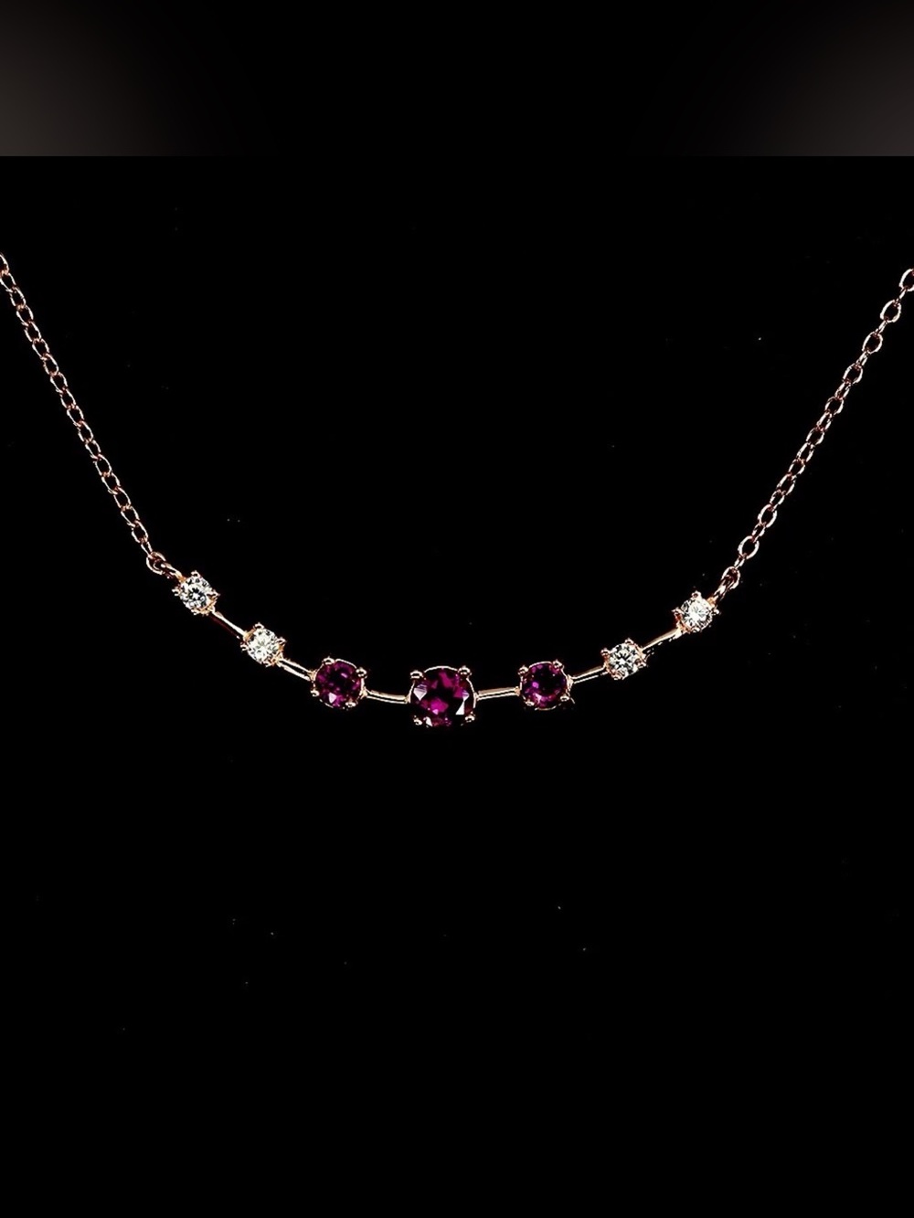 Exquisite Natural Garnet & Zircon Pendant Necklace Rose Gold Plated over 925 SS